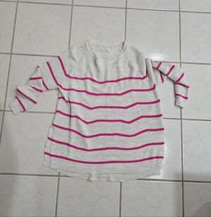 Mersea Camden boatneck sweater White hot pink stripe Nautical Coastal Preppy L